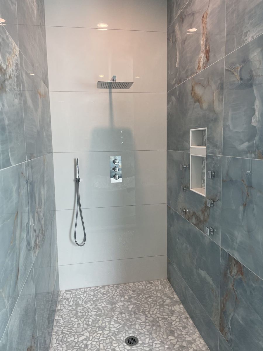 Finished tile shower from a bathroom remodel
