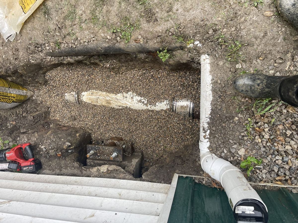 Sewer line replacement in progress